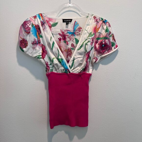 bebe Tops - Bebe y2k floral babydoll shirt top S